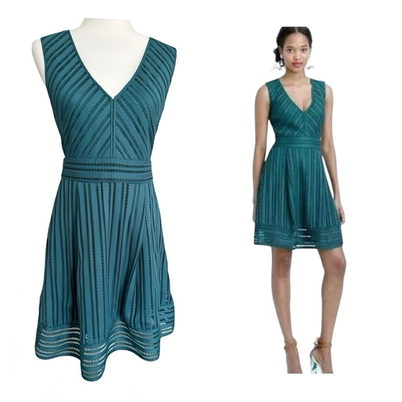 J.Crew Sleeveless Eyelet A-Line Dress Size 2 Tropical Forest Green $158 NWOT - Picture 1 of 11